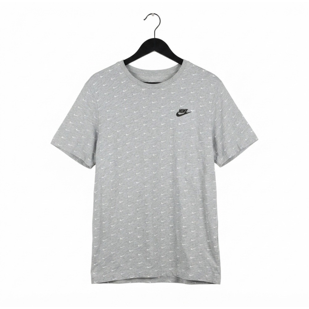 Nike Sportswear Men's Allover Mini Swoosh Print T Shirt Crew Size XL Grey